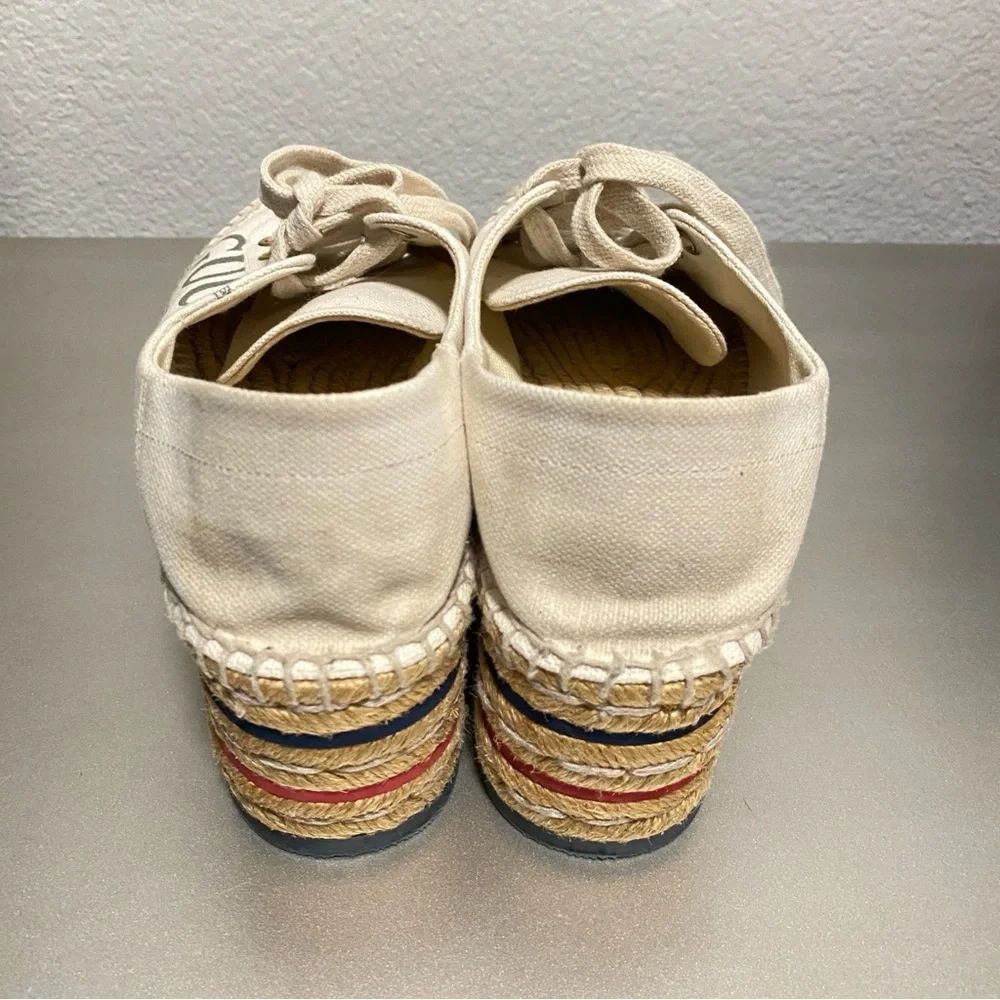 EUC/LIKE NEW Gucci Logo Platform Espadrilles Canvas in Off-White - Size EU 34